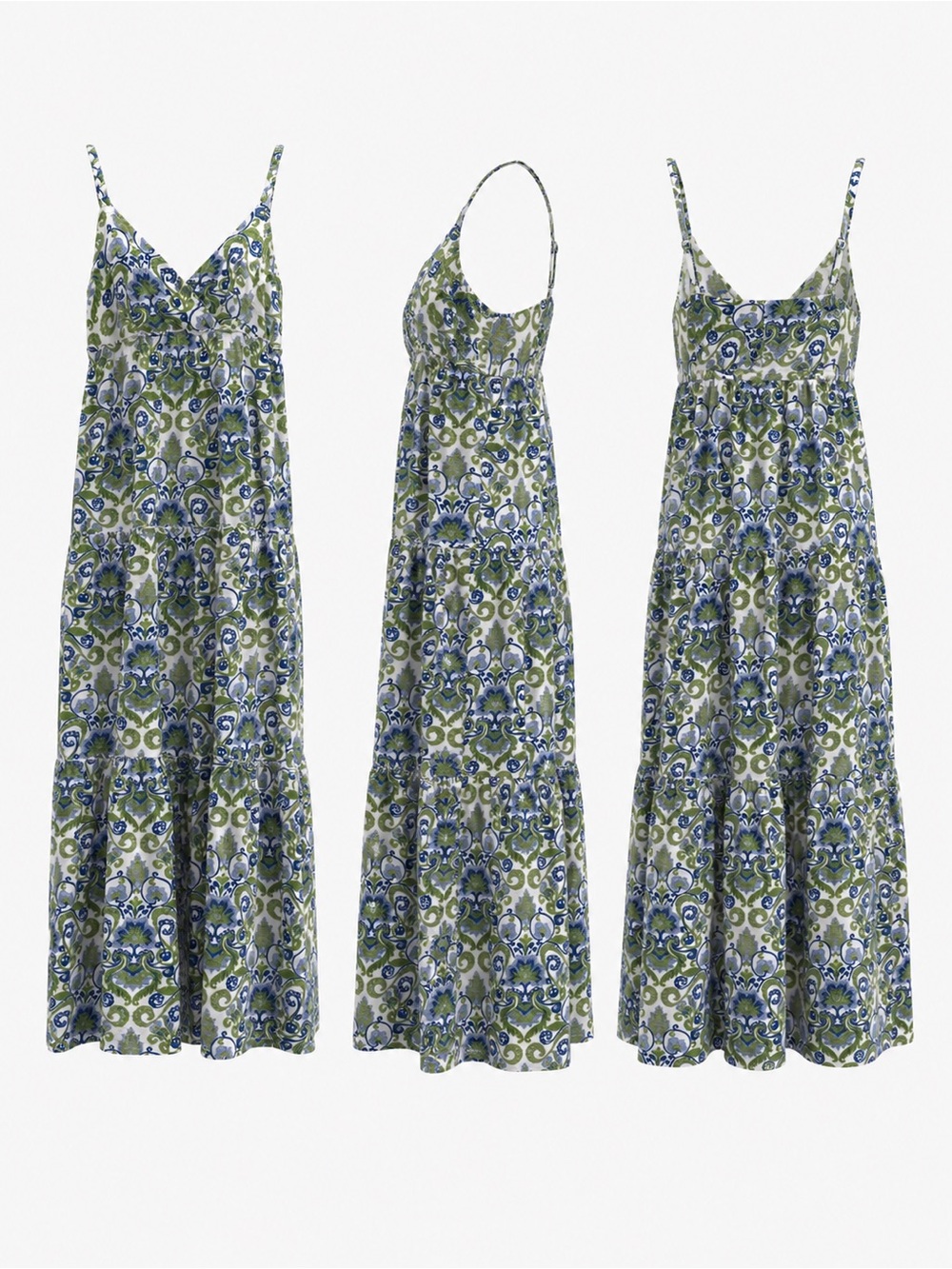 Tommy Hilfiger Medium Cotton Summer Floral Tiered Maxi Cottagecore Dress EUC